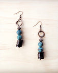 Natural American Turquoise and Wood Earrings 226h