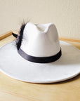 Black Leather Hat Band w/ Feather Accents 952L