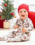 Western Christmas Baby Bamboo Zipper Romper - Cowboy Holiday