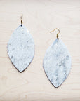 **Leather Oval Earring-Silver Metallic Hair on Hide 225h