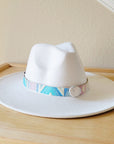 **Pastel Navajo Embossed Leather Hat Band w/ Turquoise Slab 950p