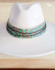 Wide Genuine Leather Cowboy Turquoise Hat Band 953u
