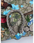 Gucci GG Supreme Blooms Print Embroidered Medium Dionysus Shoulder Bag Blue Taupe