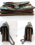 Gucci GG Supreme Blooms Print Embroidered Medium Dionysus Shoulder Bag Blue Taupe