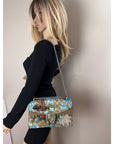 Gucci GG Supreme Blooms Print Embroidered Medium Dionysus Shoulder Bag Blue Taupe