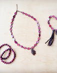**Pink Agate Beaded Stretch Bracelet 810y