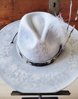 Hand-Painted Python Boho Western Cowgirl Hat & Band-Silver 987f