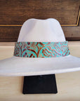 Wide Genuine Leather Cowboy Turquoise Hat Band 953u