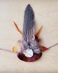 Spotted Feather, White Stone & Brown Leather Hat Band (Band only) 984ww