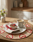 Valentine Hearts Handwoven Iraca Palm Placemat
