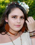 Vintage Woven Leather Cuff Bracelet X-Pattern 005B