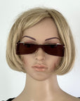 Gucci Flip-Up Sunglasses Rectangle Red Gold frames GG0363S 002 56