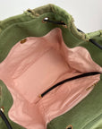 CHANEL Backpack Canvas Chevron Cuba Patchwork Khaki Green Backpack Preowned