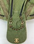 CHANEL Backpack Canvas Chevron Cuba Patchwork Khaki Green Backpack Preowned