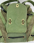 CHANEL Backpack Canvas Chevron Cuba Patchwork Khaki Green Backpack Preowned