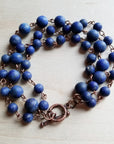 Frosted Blue Lapis Triple Strand Bracelet 240L