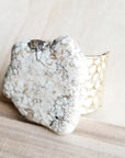 **Chunky White Turquoise Slab on Hammered Gold Cuff RingBase 012s