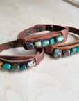Genuine Leather Narrow Cuff & Natural Turquoise Chunks 006q