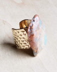 Chunky Aqua Terra Slab Cocktail Statement Ring 012r