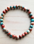 Bracelet Bar-Multi-Colored Turquoise Stretch Beaded Bracelet 802o