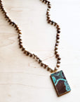 Bohemian Beaded Jasper Necklace with Ocean Agate Pendant 245u