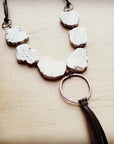White Turquoise Chunky Necklace with Leather Tassel 225K