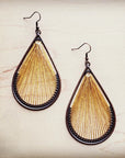 Large Woven Teardrop Earrings in Mustard 206a