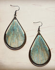 Large Woven Teardrop Earrings in Teal 206b