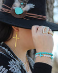 Natural Jade and Howlite Beaded Stretch Breacelet 806w