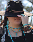 Genuine Leather Wide Cuff with Blue Turquoise Chunks 001z