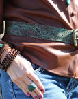 Natural Turquoise Chunk Statement Cuff Ring 012v