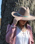 Pearl and Copper Beaded Collar Necklace with Copper Cross 114G