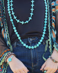Blue Chunky Turquoise Feather Beaded Bracelet 809m