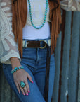 **Turquoise Blue Melon Beaded Stretch Bracelet 809g