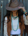 **Triple Strand Blue Turquoise & Copper Collar Necklace 259e