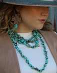 **Copper Cross Earrings w/ Blue Turquoise Chunks 220o
