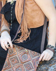 Dark Brown Vintage Laced Cuff-X Pattern 011e