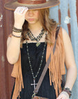 Dark Brown Vintage Laced Cuff-X Pattern 011e