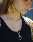 Matte Gold Large Chain Link Layering Necklace 255n