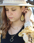 Large Woven Teardrop Earrings in Mustard 206a