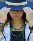 African Turquoise Beaded Stretch Bracelet 805n