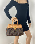 Louis Vuitton BOETIE PM Monogram Brown Canvas Hobo Tote Bag Pre owned