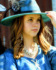 **Leather Oval Earrings in Gilded Cowboy w/ Matte Accent 207d
