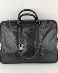 Gucci Briefcase GG Imprime Coated Canvas Black Monogram Business Bag Preowned