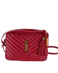 YVES SAINT LAURENT Matelasse Calfskin Lou Camera Red Crossbody Bag