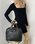 Celine Black Leather Handle Bag Vintage Briefcase messenger Bag