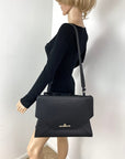 Givenchy Obsedia Medium Flap Black Pebbled Calfskin Satchel Hand Bag