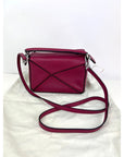 Loewe Calfskin Mini Crimson Puzzle Crossbody Hand Bag