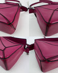 Loewe Calfskin Mini Crimson Puzzle Crossbody Hand Bag