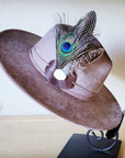 **Boho Western Hat w/ Choice of Feather Hat Band-Taupe 982b